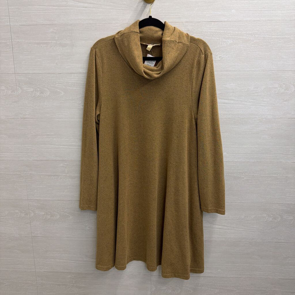 Aryeh Brown Knit Long Sleeve Turtleneck Dress Large