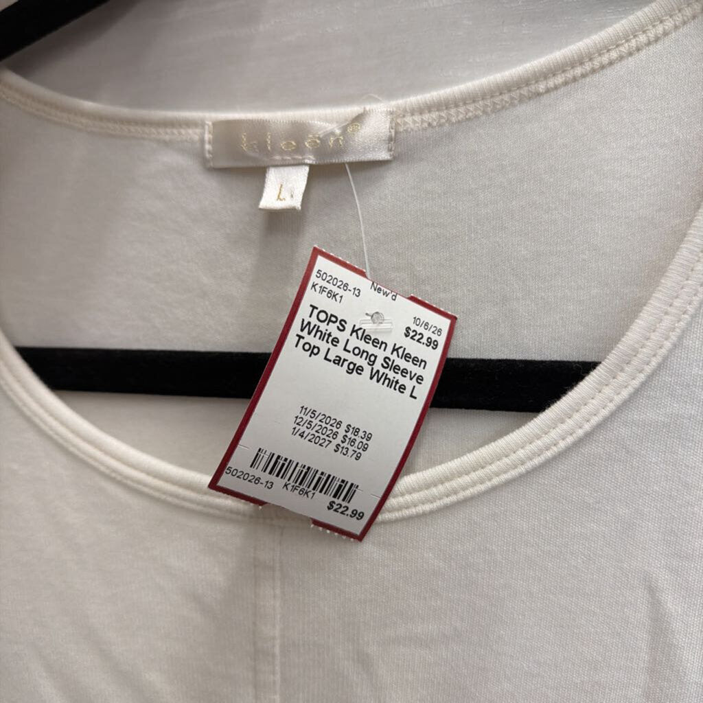 Kleen White Long Sleeve Top Large
