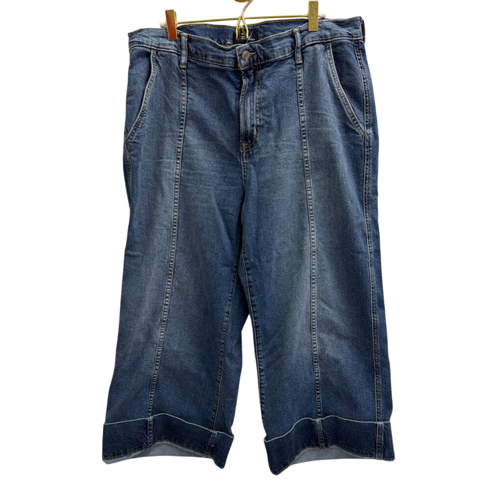 Gap Medium Wash High Rise Wide Leg Crop Jeans 33