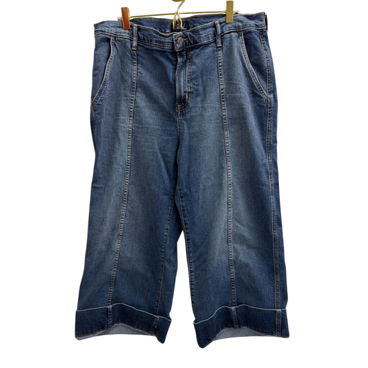 Gap Medium Wash High Rise Wide Leg Crop Jeans 33