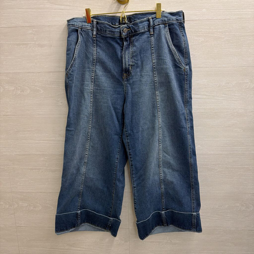 Gap Medium Wash High Rise Wide Leg Crop Jeans 33