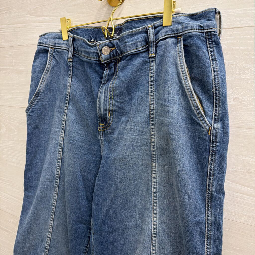 Gap Medium Wash High Rise Wide Leg Crop Jeans 33