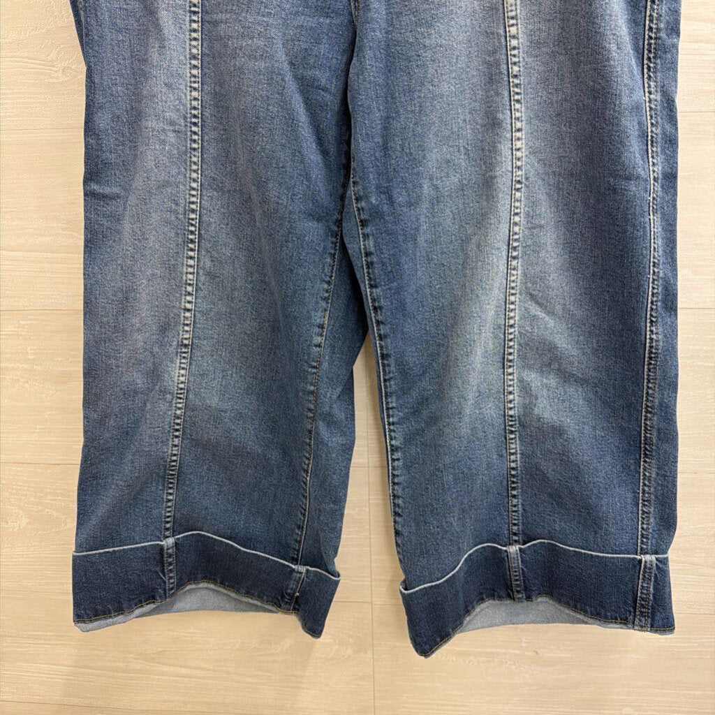 Gap Medium Wash High Rise Wide Leg Crop Jeans 33
