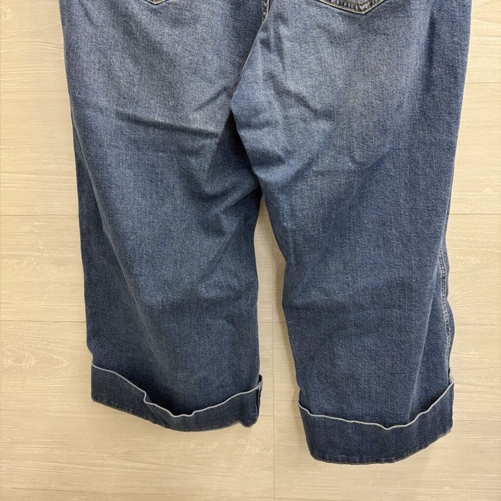 Gap Medium Wash High Rise Wide Leg Crop Jeans 33