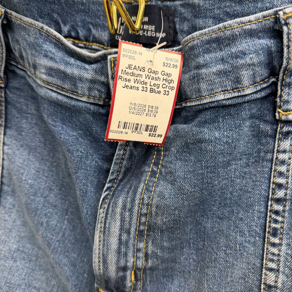 Gap Medium Wash High Rise Wide Leg Crop Jeans 33