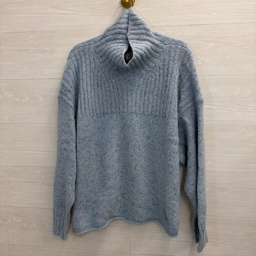 J Crew Blue Knit Mock Neck Sweater Large