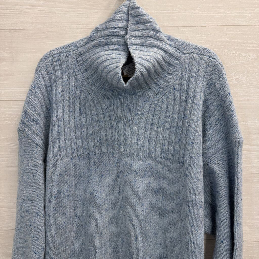 J Crew Blue Knit Mock Neck Sweater Large