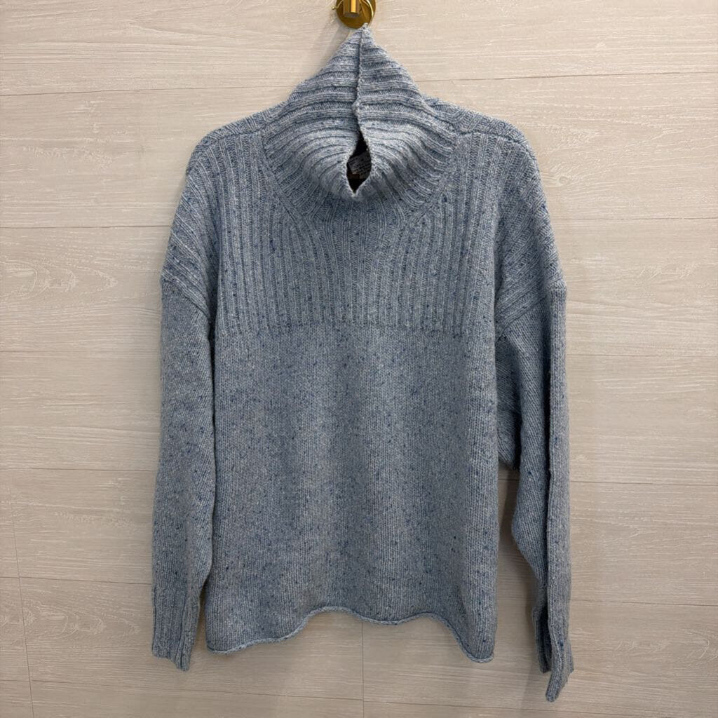 J Crew Blue Knit Mock Neck Sweater Large