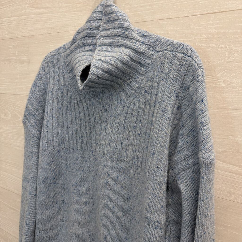 J Crew Blue Knit Mock Neck Sweater Large
