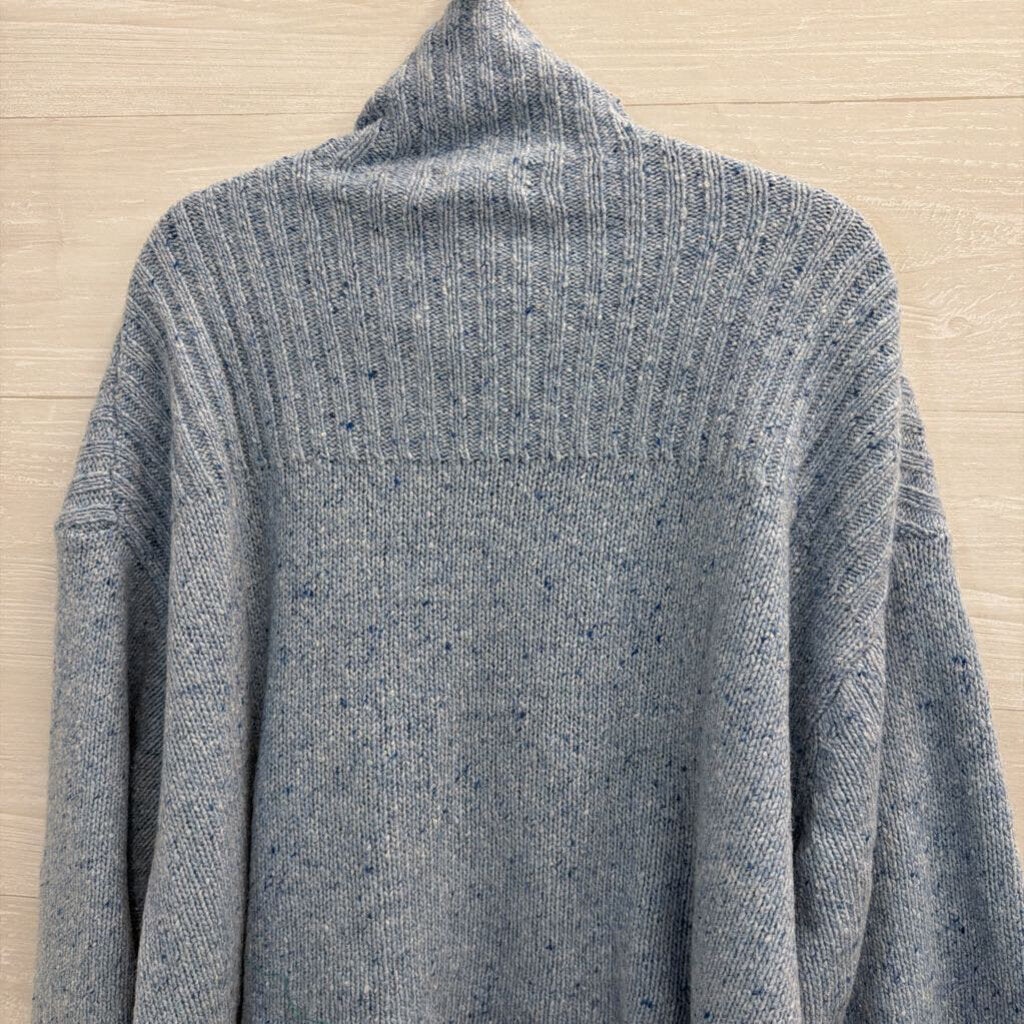 J Crew Blue Knit Mock Neck Sweater Large