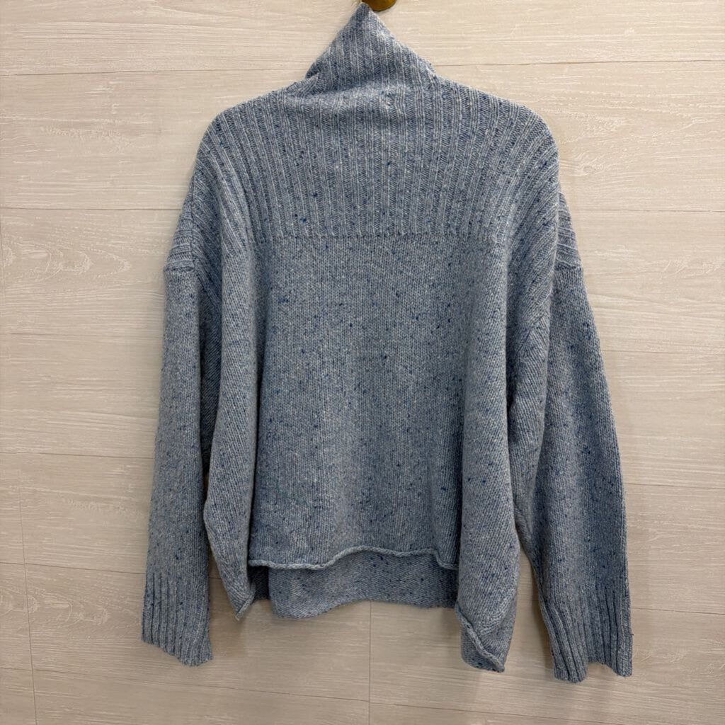 J Crew Blue Knit Mock Neck Sweater Large