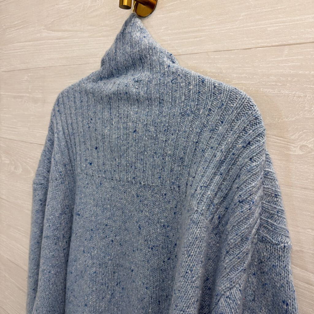 J Crew Blue Knit Mock Neck Sweater Large