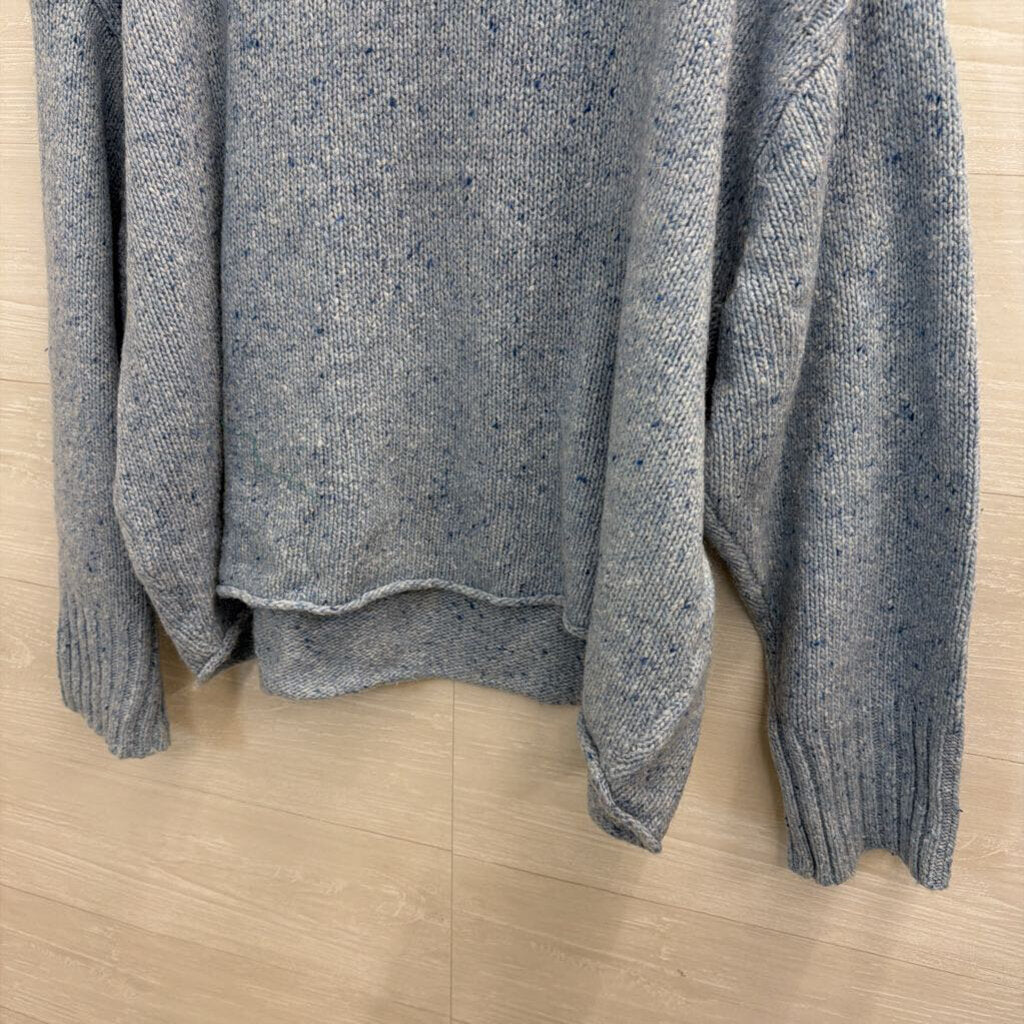 J Crew Blue Knit Mock Neck Sweater Large