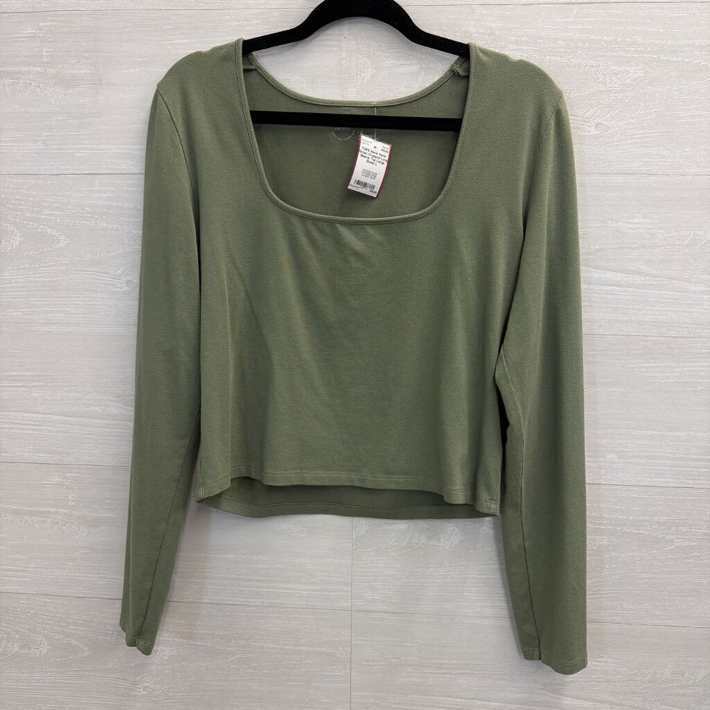 Aerie Green Cropped Long Sleeve Top Large