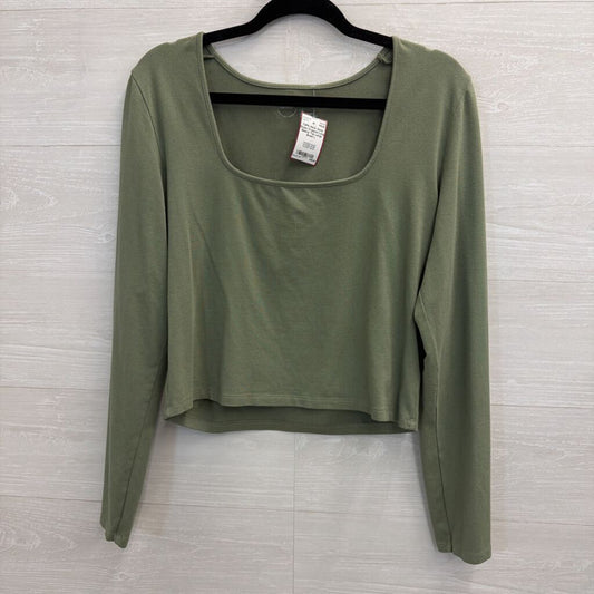 Aerie Green Cropped Long Sleeve Top Large