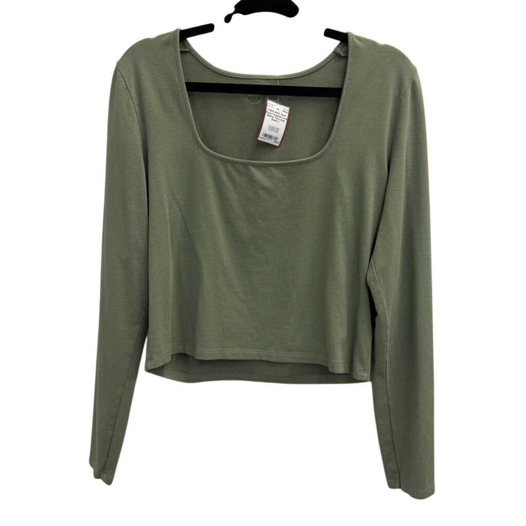 Aerie Green Cropped Long Sleeve Top Large