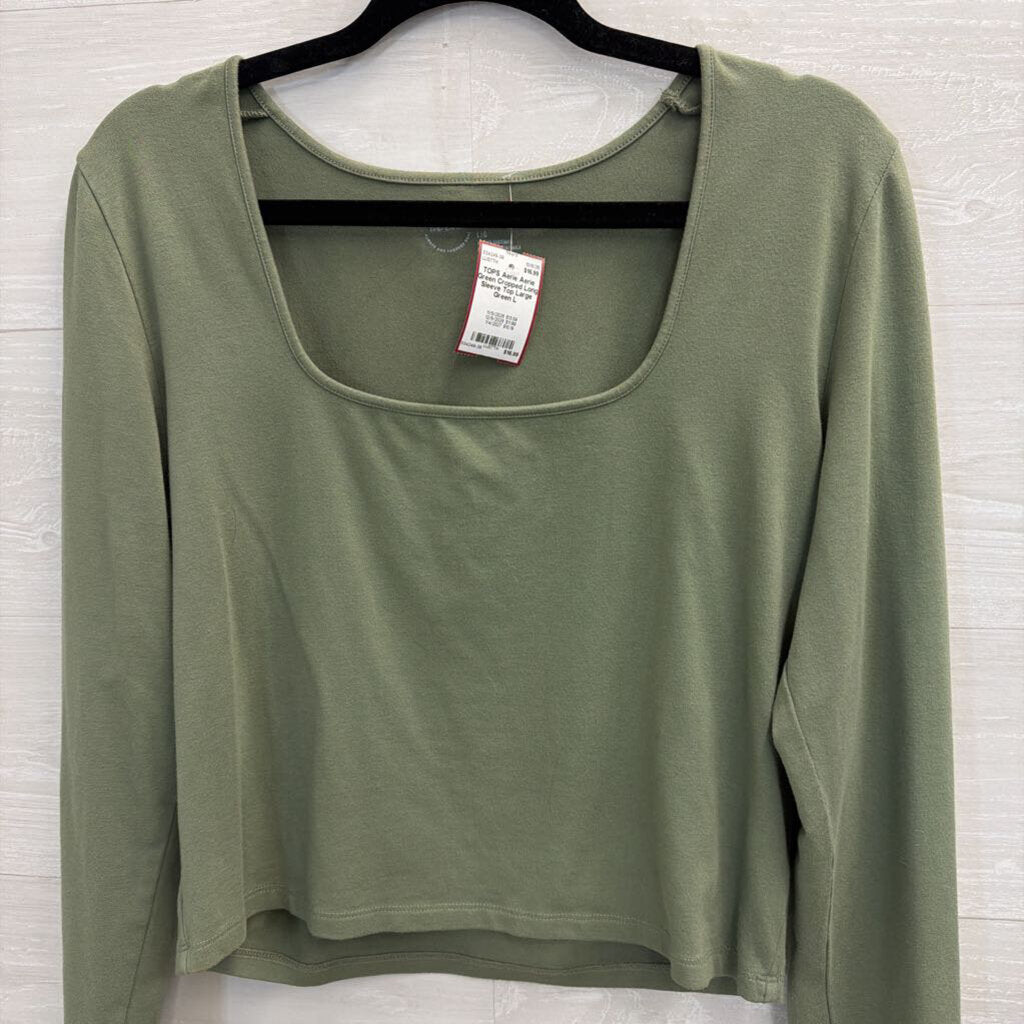 Aerie Green Cropped Long Sleeve Top Large
