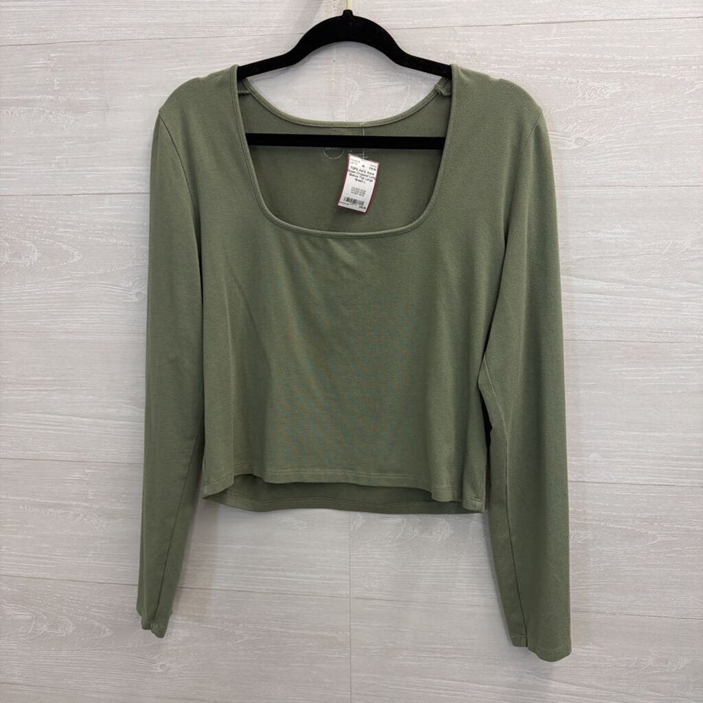 Aerie Green Cropped Long Sleeve Top Large