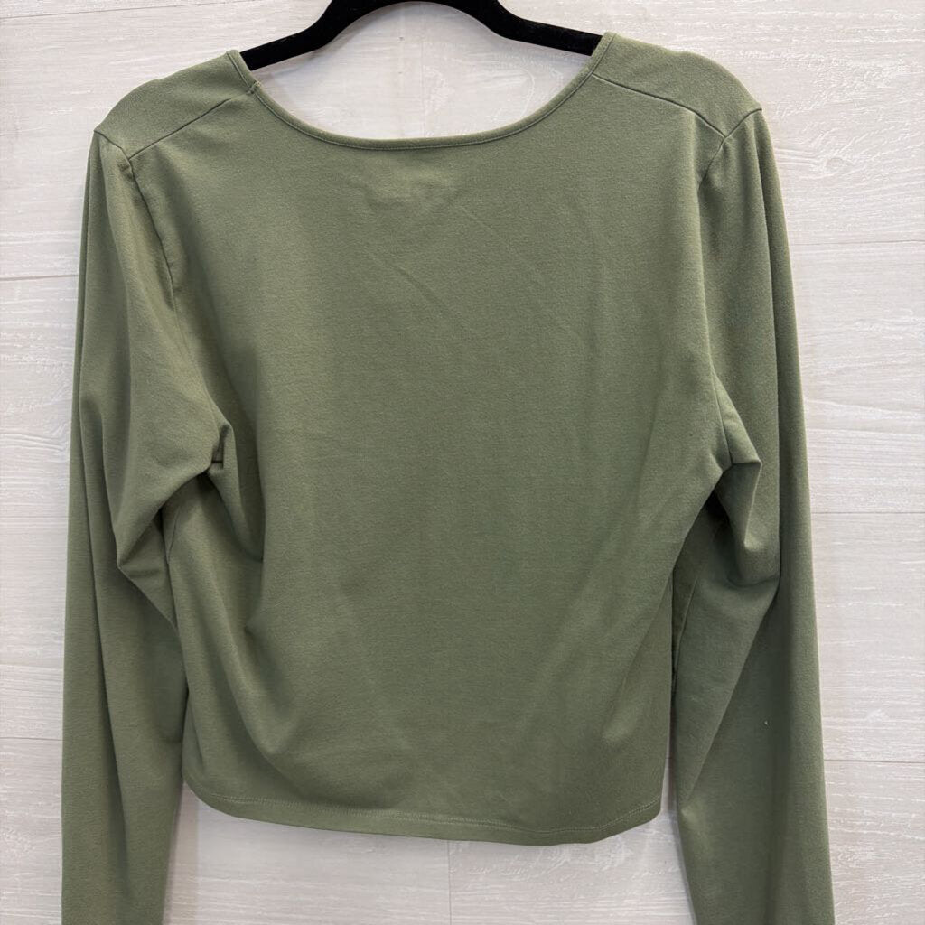 Aerie Green Cropped Long Sleeve Top Large