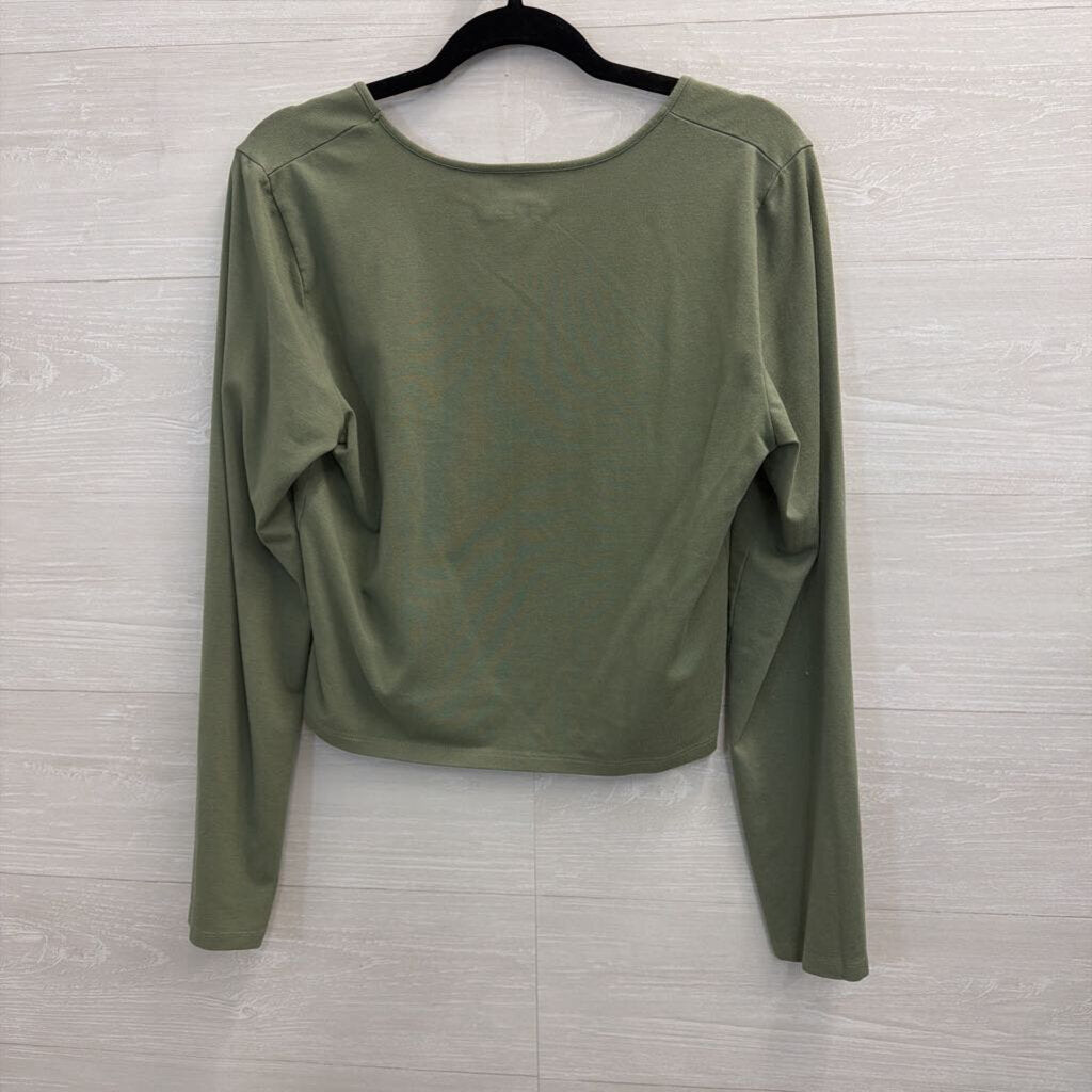 Aerie Green Cropped Long Sleeve Top Large