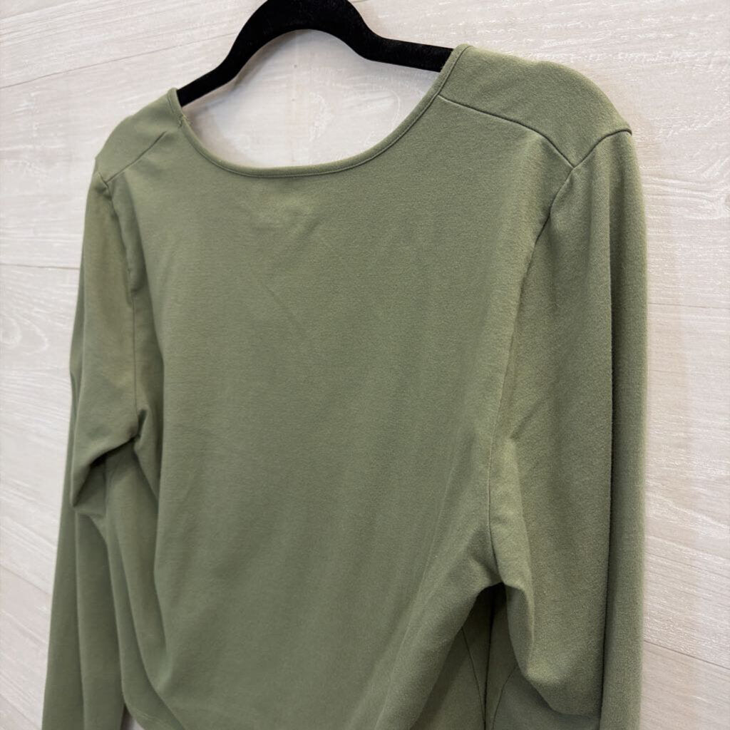 Aerie Green Cropped Long Sleeve Top Large