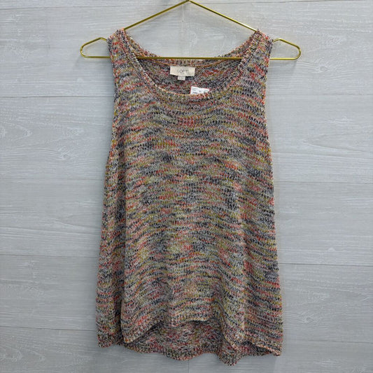 Loft White/ Multi Knit Tank Top Medium