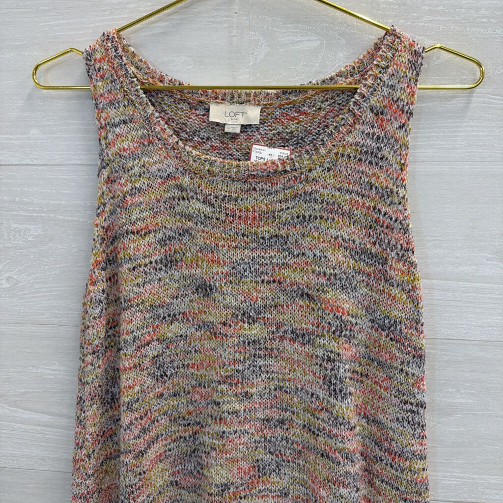 Loft White/ Multi Knit Tank Top Medium