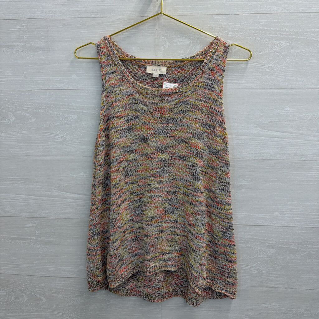 Loft White/ Multi Knit Tank Top Medium