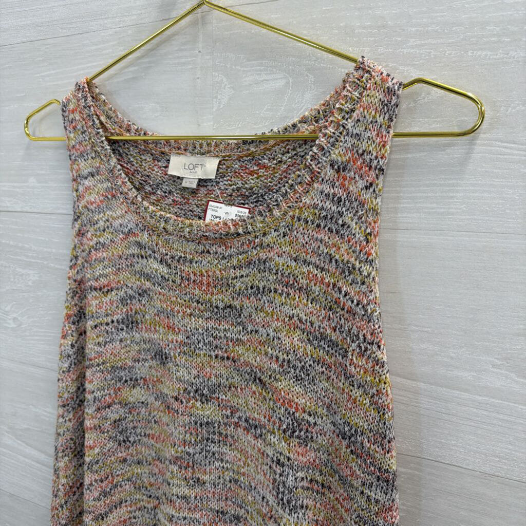 Loft White/ Multi Knit Tank Top Medium