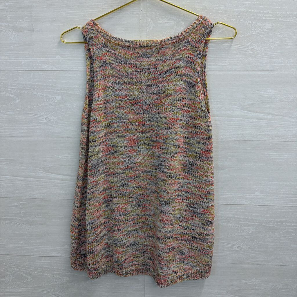 Loft White/ Multi Knit Tank Top Medium