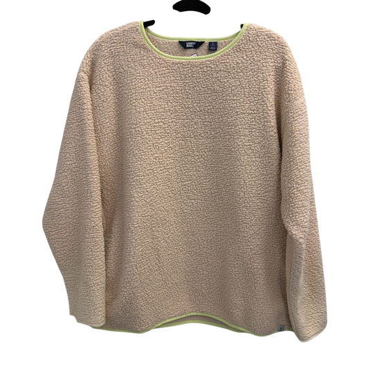 Lands End Beige Sherpa Green Trim Long Sleeve Top Large