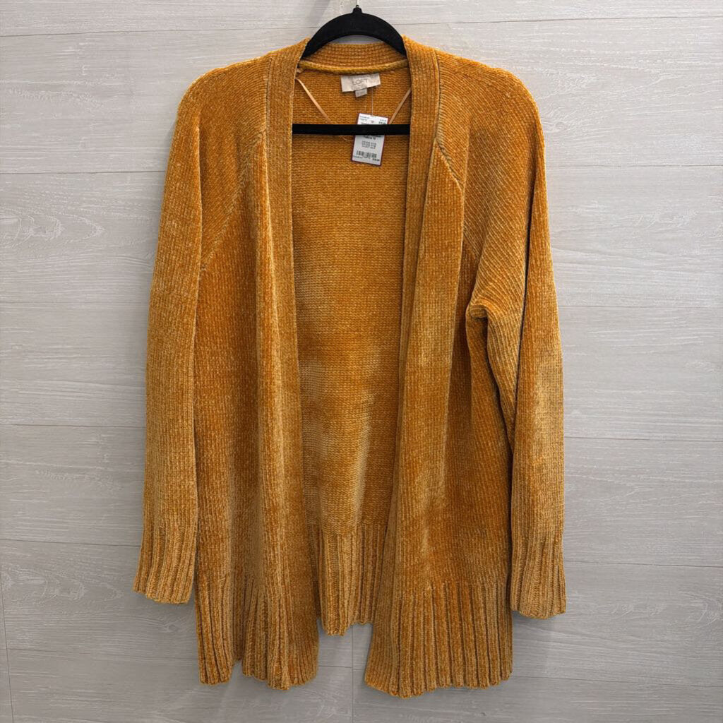 Loft Golden Yellow Soft Knit Open Front Sweater Medium