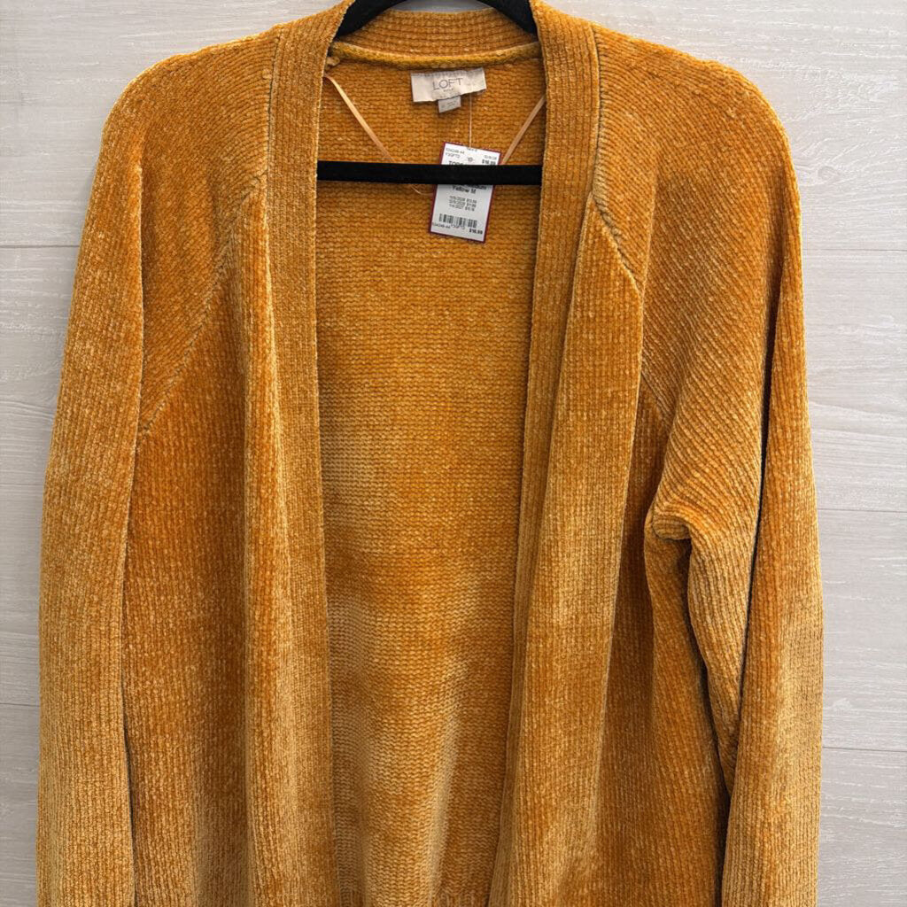 Loft Golden Yellow Soft Knit Open Front Sweater Medium