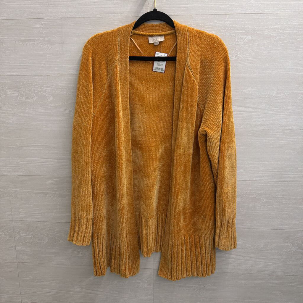 Loft Golden Yellow Soft Knit Open Front Sweater Medium