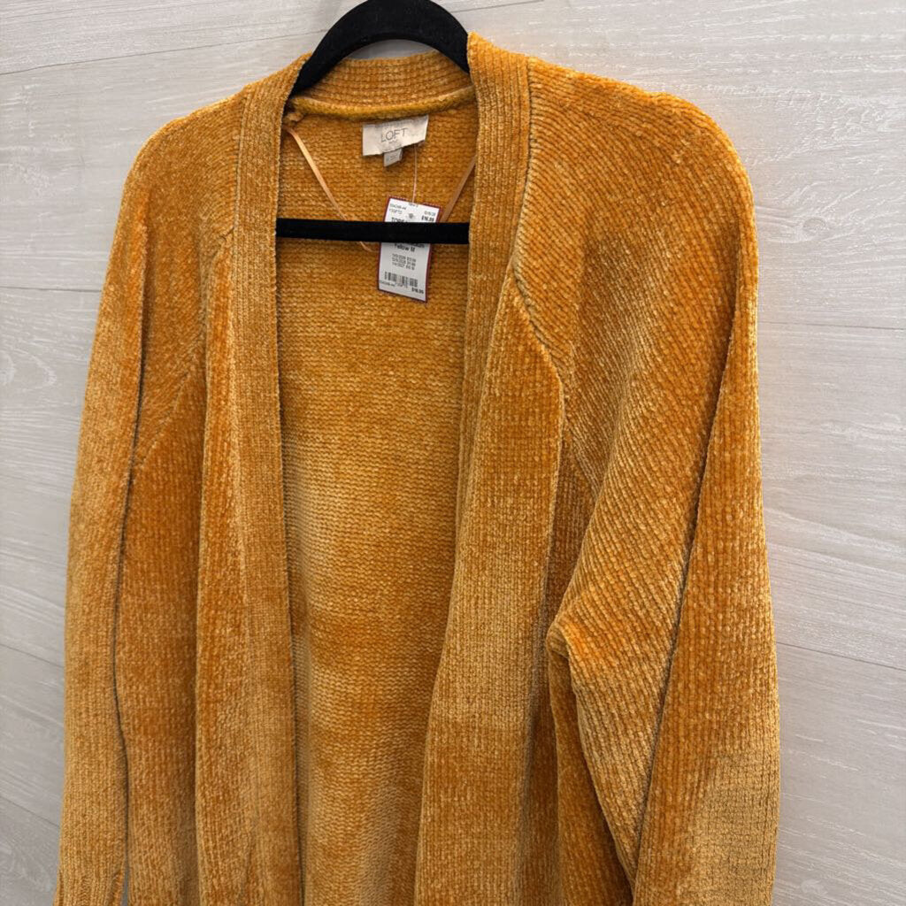 Loft Golden Yellow Soft Knit Open Front Sweater Medium