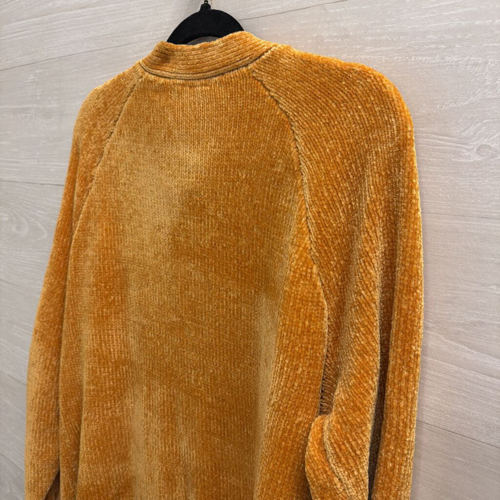 Loft Golden Yellow Soft Knit Open Front Sweater Medium