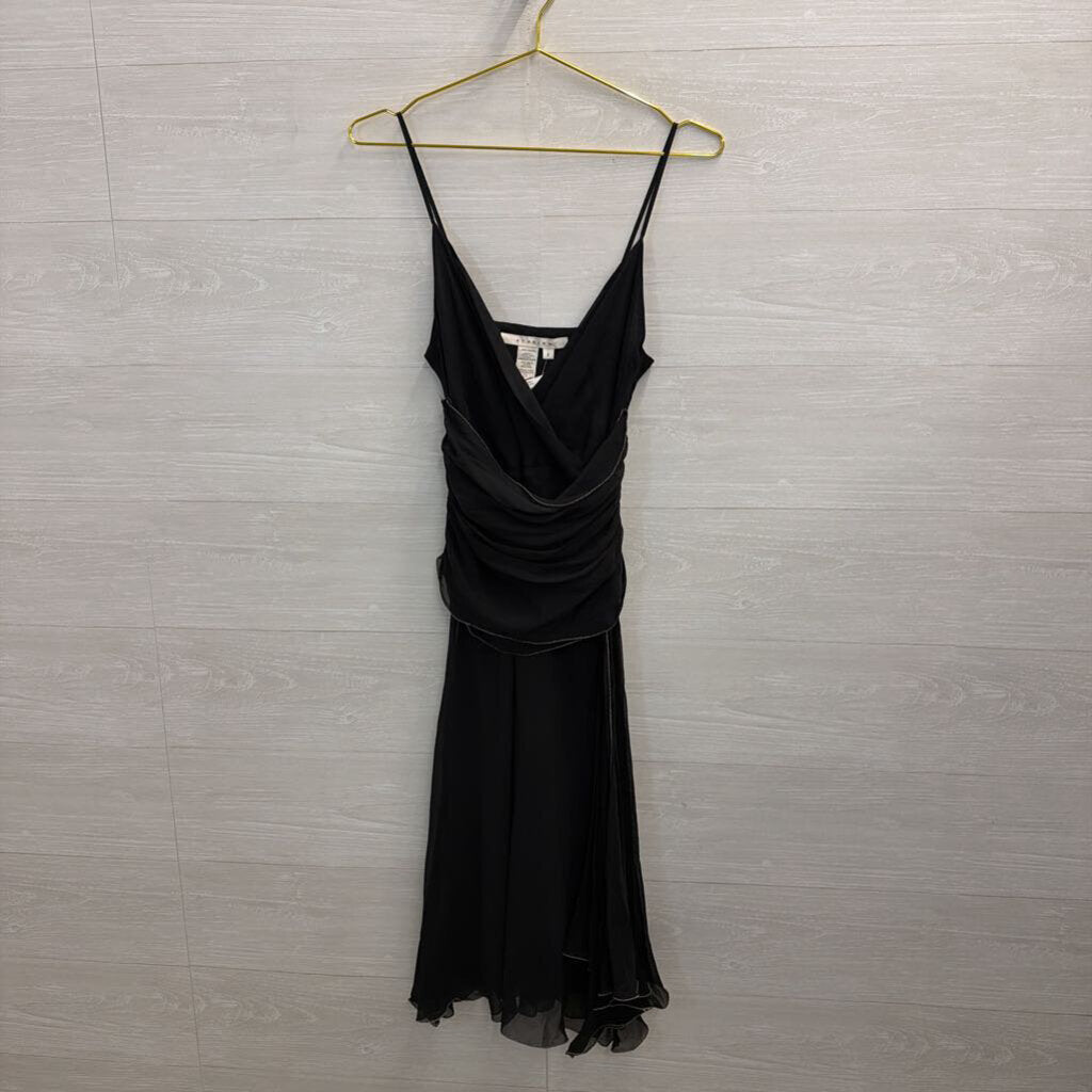 Vintage Studio M Black Ruched Detail Dress Small