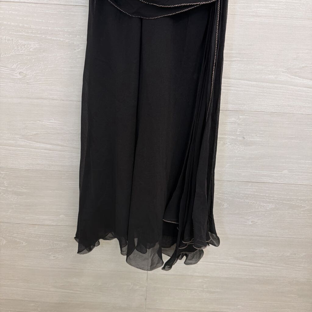 Vintage Studio M Black Ruched Detail Dress Small