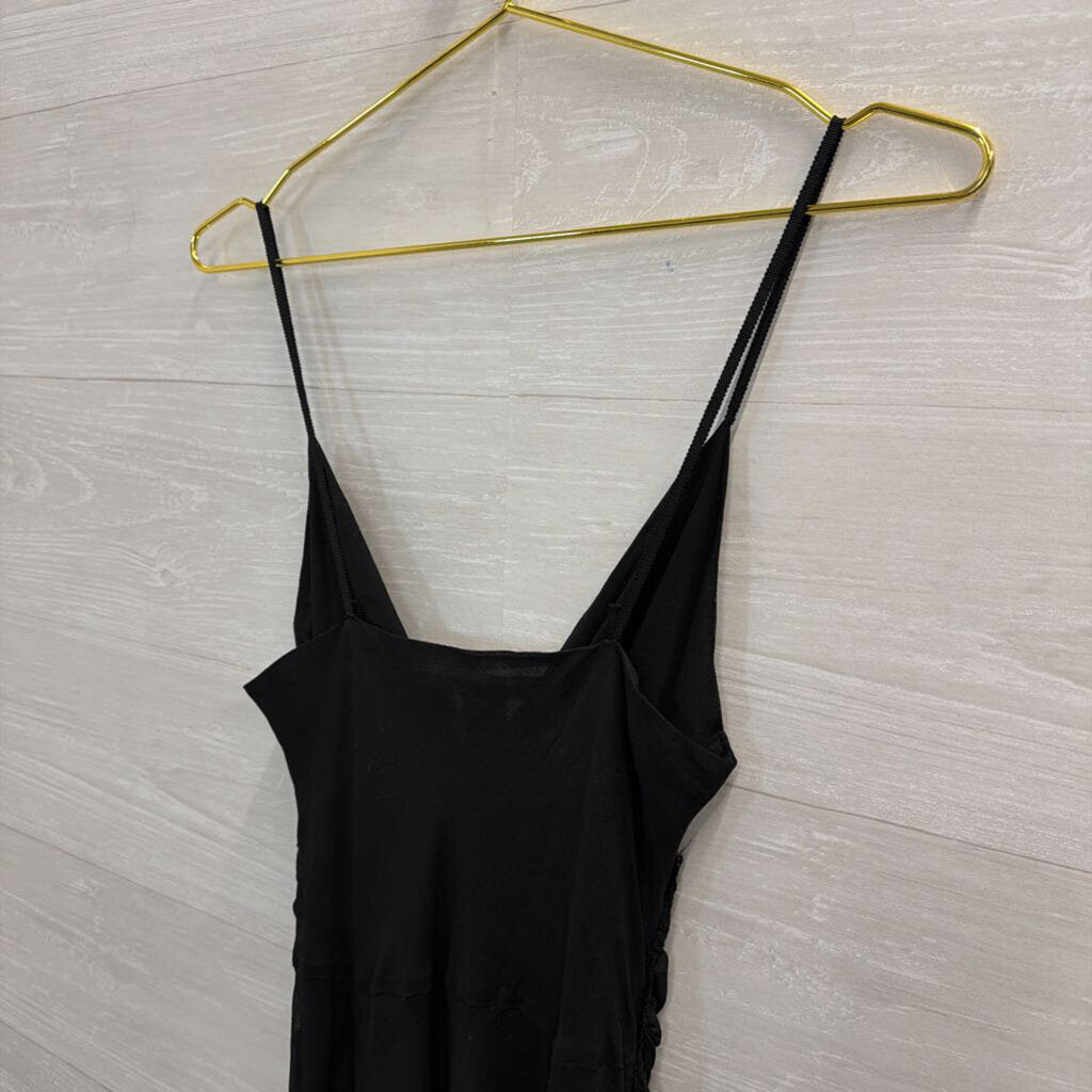 Vintage Studio M Black Ruched Detail Dress Small