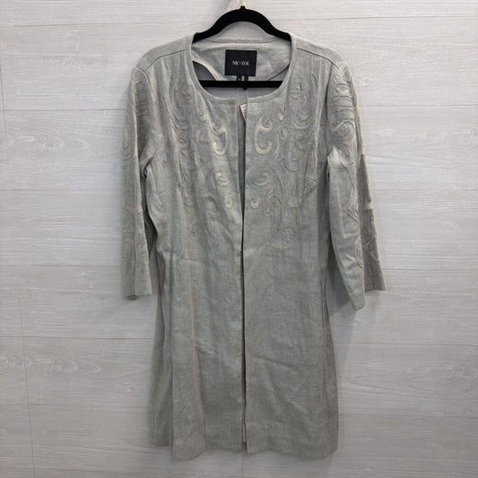 Nic and Zoe Grey Mesh Print Long Sleeve Open Front Jacket Top Medium