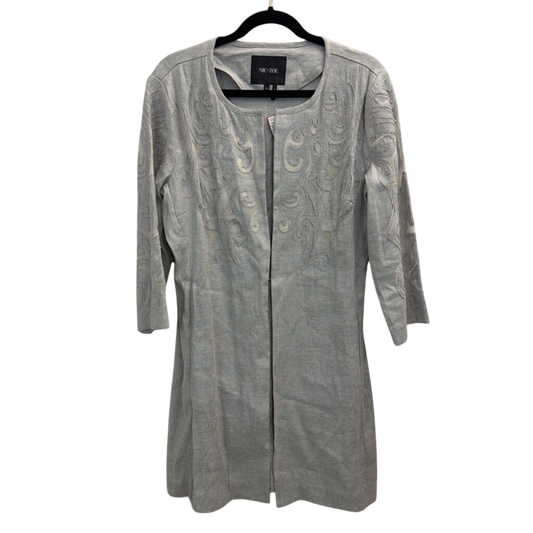Nic and Zoe Grey Mesh Print Long Sleeve Open Front Jacket Top Medium