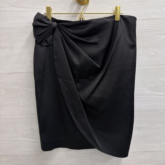 Calvin Klein Black Silky Bow Detail Skirt 6