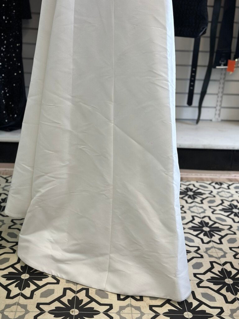 Calvin Klein Ivory V Neck High Low Bridal Gown With Wrap 6