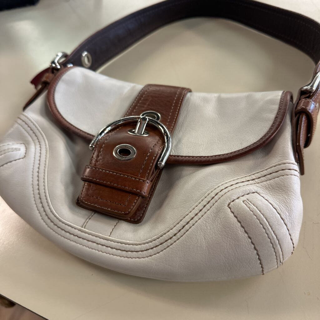 Vintage Coach Cream/ Brown Leather Soho Small Shoulder Purse