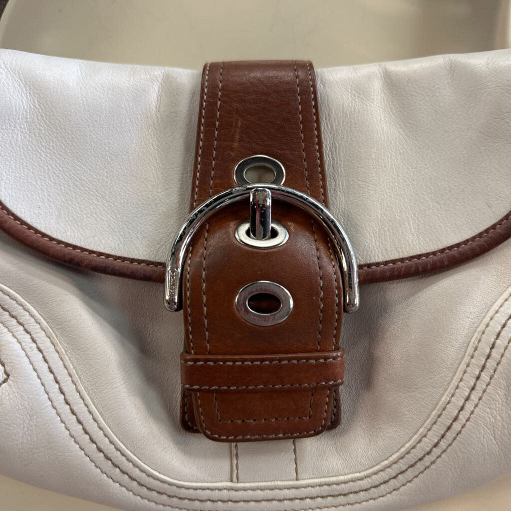 Vintage Coach Cream/ Brown Leather Soho Small Shoulder Purse