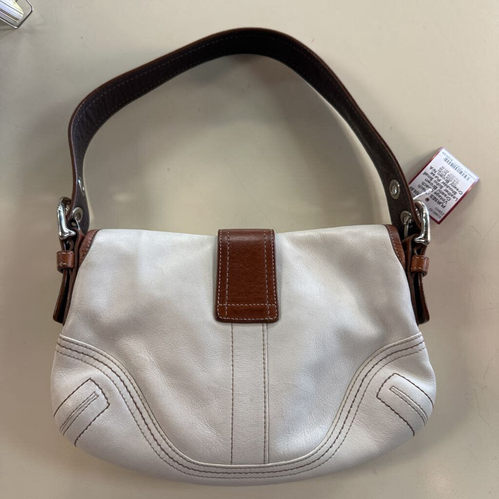 Vintage Coach Cream/ Brown Leather Soho Small Shoulder Purse