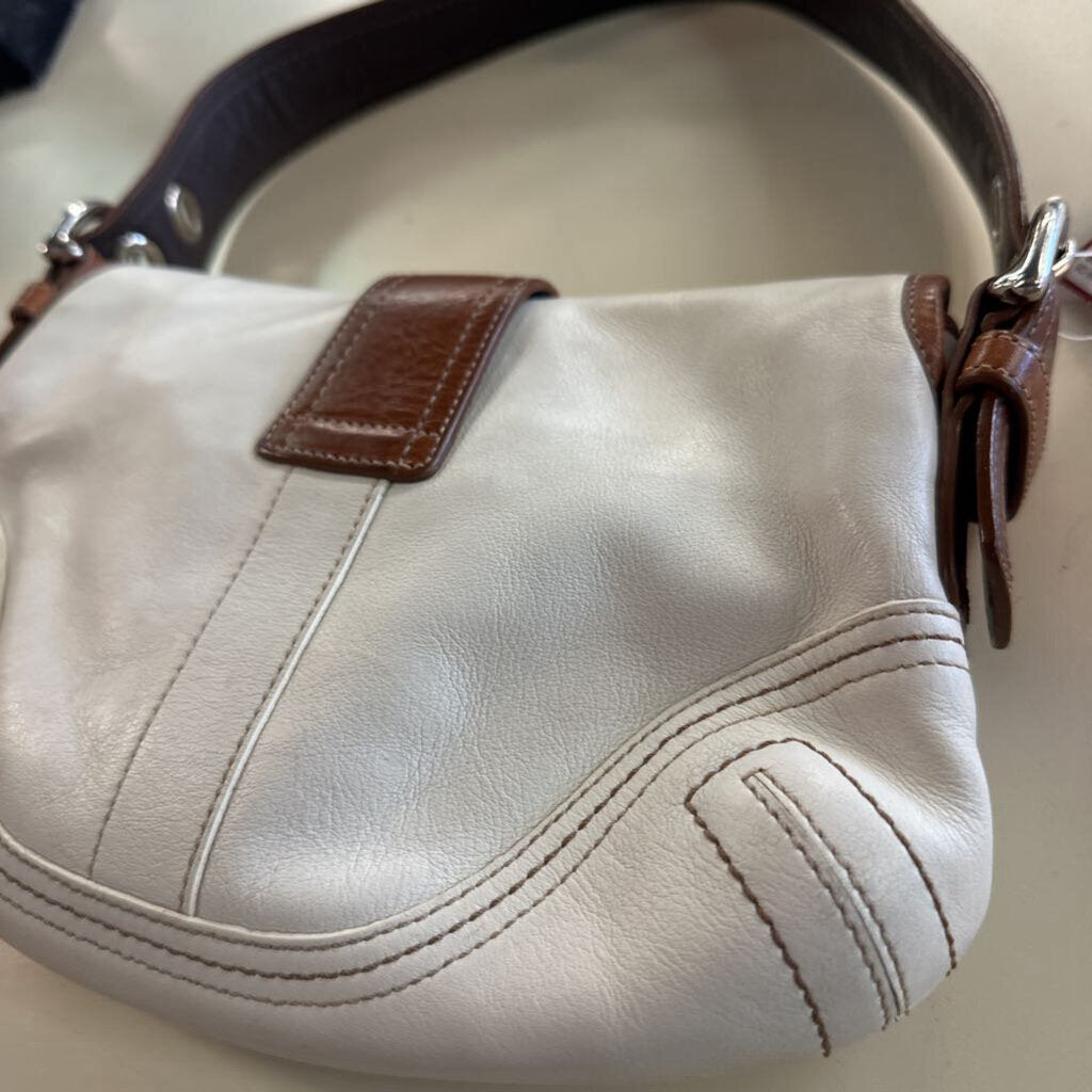 Vintage Coach Cream/ Brown Leather Soho Small Shoulder Purse