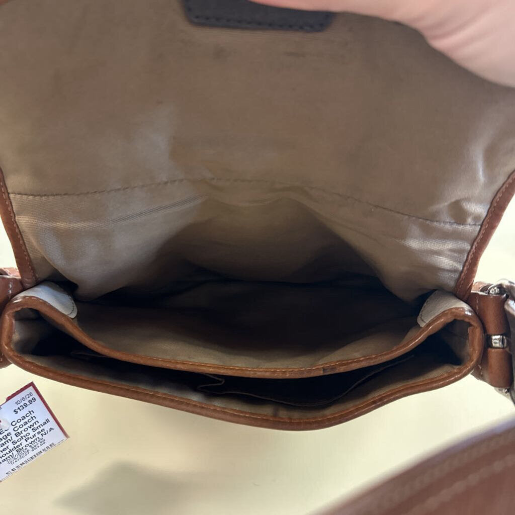 Vintage Coach Cream/ Brown Leather Soho Small Shoulder Purse