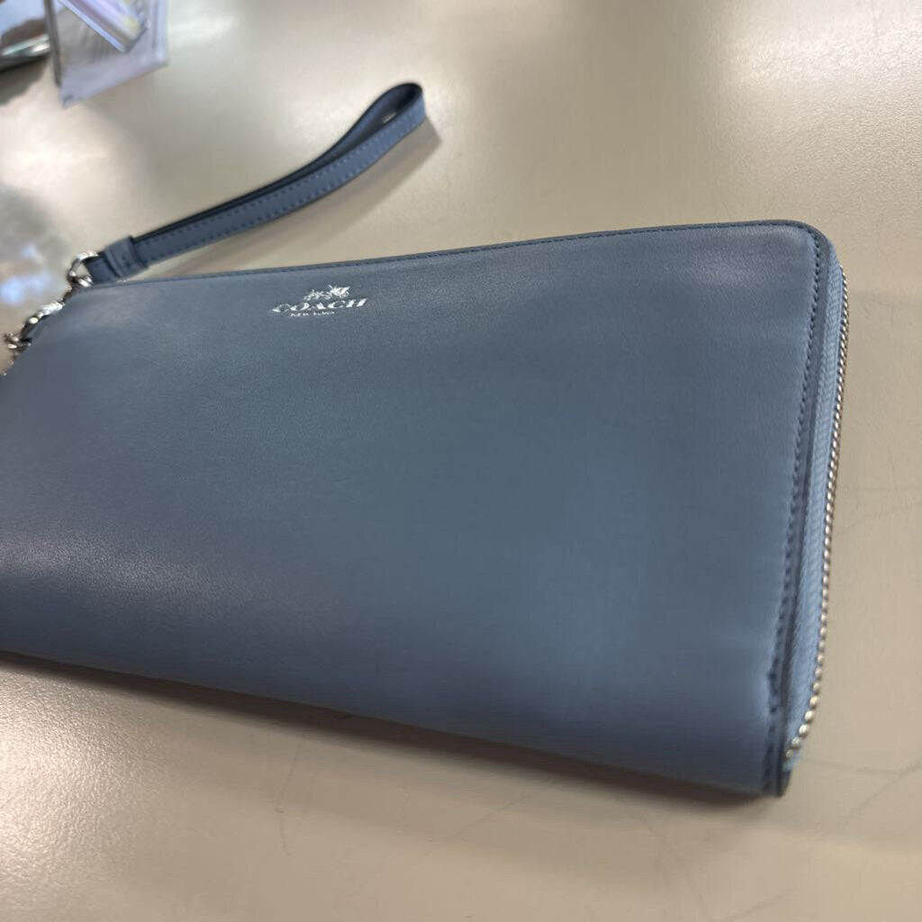 Coach Blue Leather Wristlet Wallet