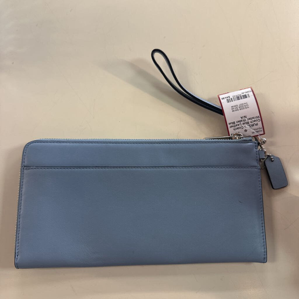 Coach Blue Leather Wristlet Wallet
